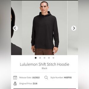 🍋Men’s Lululemon Shift Stitch Hoodie no size tag PTP approx 21.5” black🍋